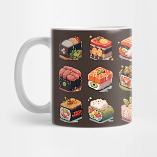 Cute Sushi Anime Food Pixel Art Mug